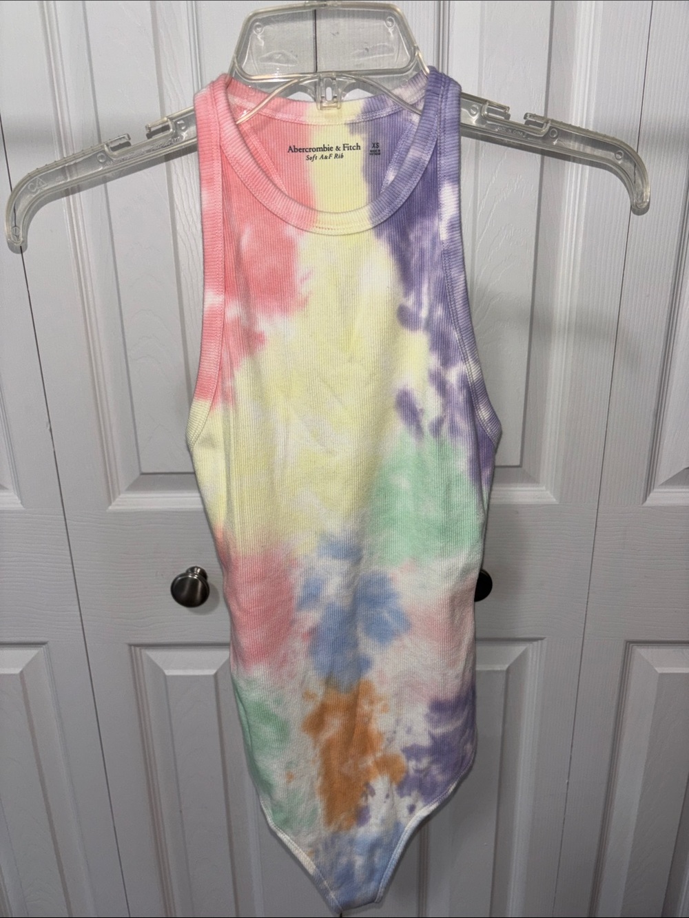 Abercrombie & Fitch Pastel Multicolor Tie-Dye Ribbed Tank Bodysuit